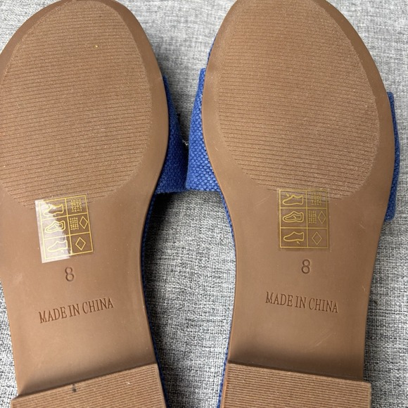 J. Crew Factory Sz 8 Jewel Slide Sandals Crystals‎  Blue Canvas - Picture 9 of 12